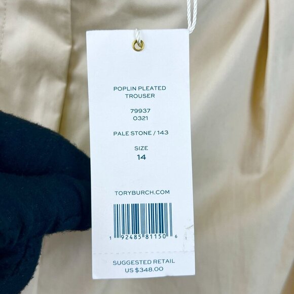 NWT Tory Burch Poplin Pleated Trousers Size US 14 - Picture 10 of 13